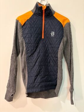 Dale of Norway Men's Navy & Orange Quilted Ski Pullover